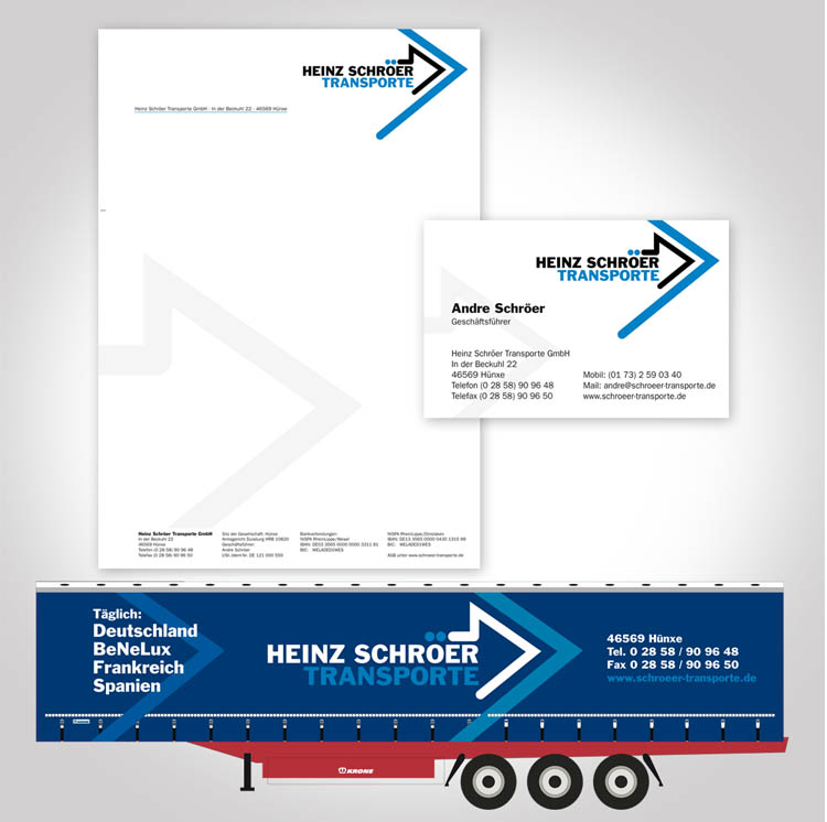 Schroer Transport Zusammenstellung verschiedener Corporate Design Artikel