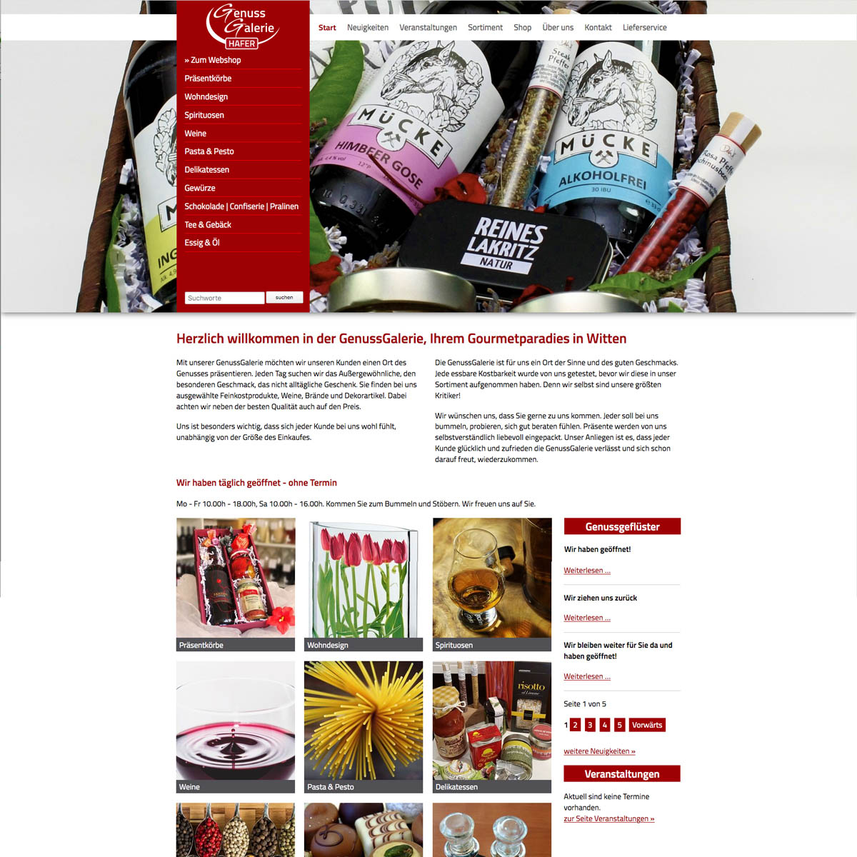 Webdesign GenussGalerie Hafer